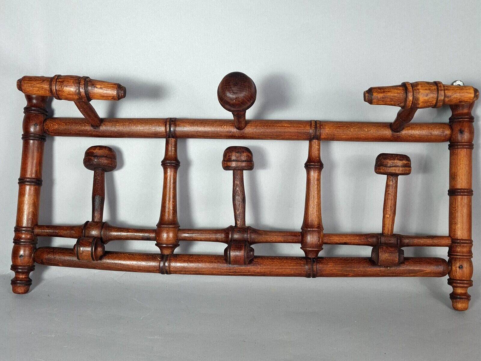 Old wooden wall coat rack turned bamboo style Good condition SB907