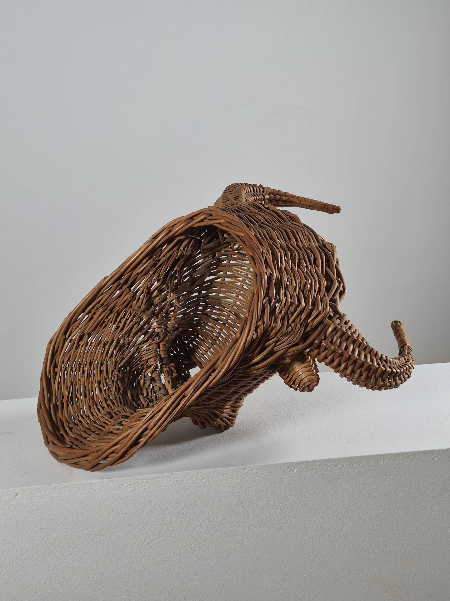 Vintage mid century wicker bull head sculpture