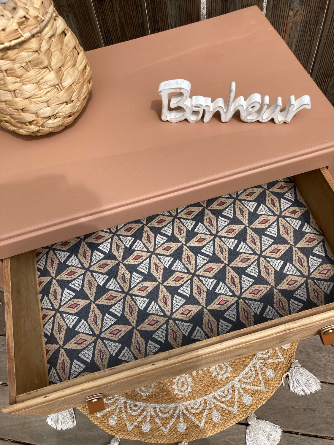 Commode Art Déco pied moustache / terracotta bohème