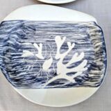 9 different enameled lava plates, 50s/60s signed gd orlat