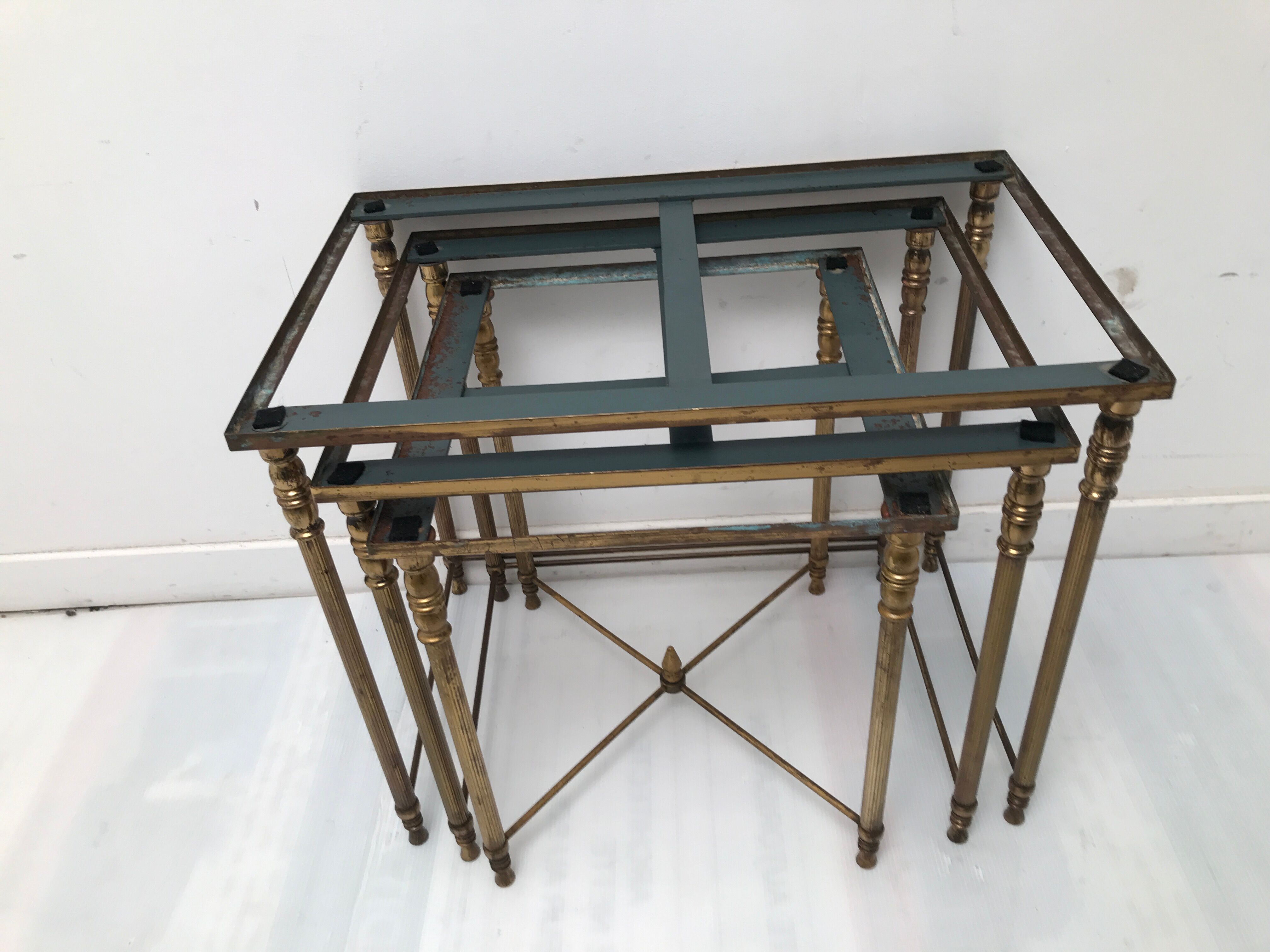Tables with floorless smoked glass tray 50-60 years
