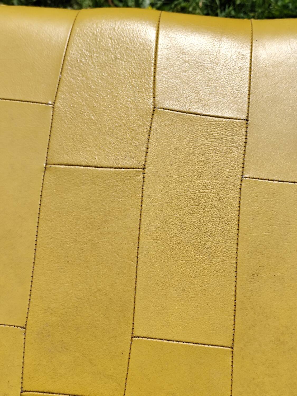 Pouf, cubic synthetic leather stool