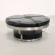 Large Italian circular bench in leather, chromed metal structure, 1970