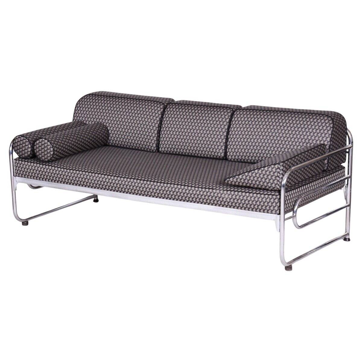 Bauhaus Sofa in Chrome & Upholstery attributed to Mücke-Melder, Czech, 1930s