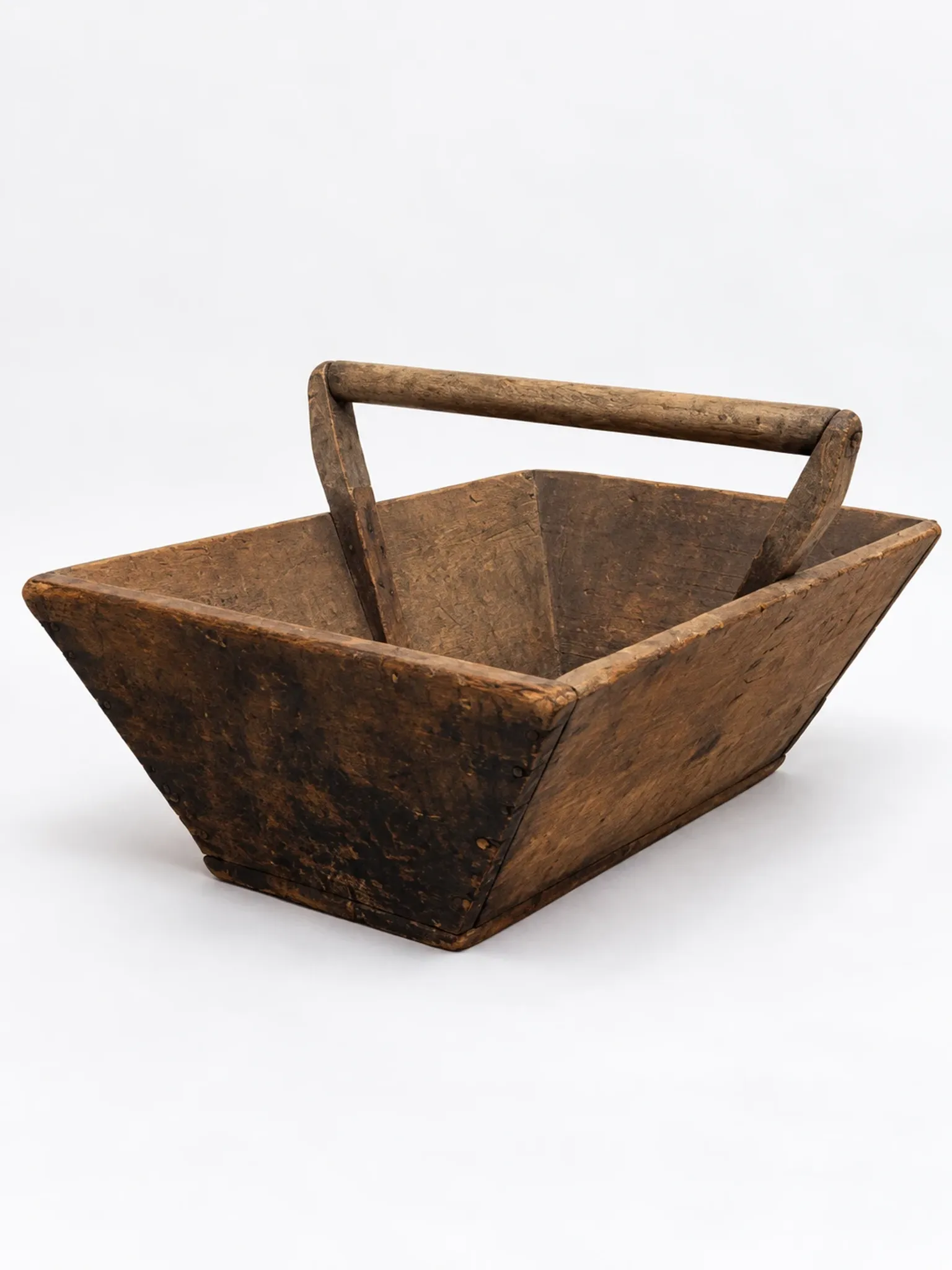 Old weathered wooden harvest basket – Folk art