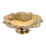 Bol sur pied en laiton | Motif floral Art Nouveau Antique