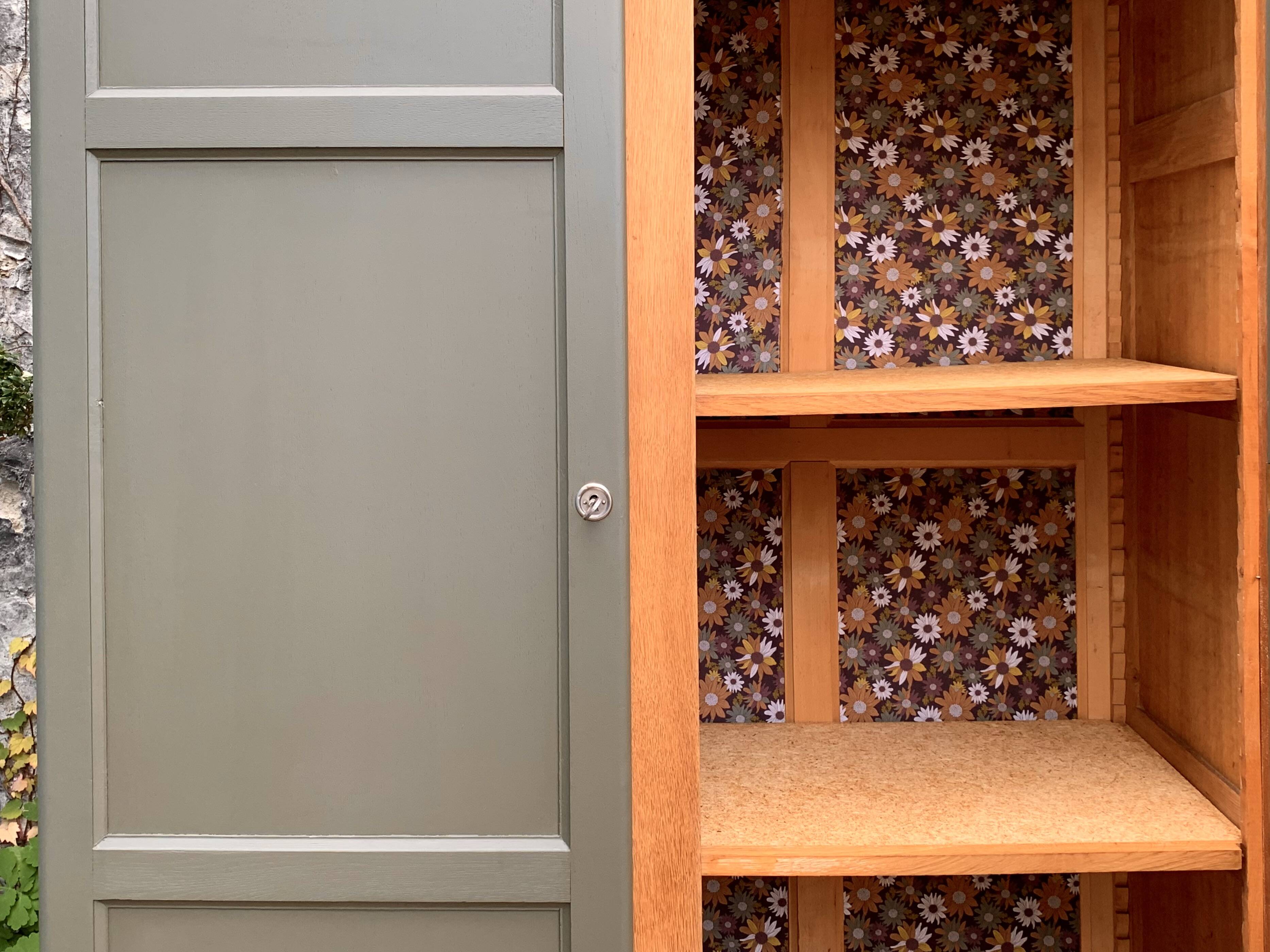 Parisian solid oak wardrobe 1960