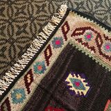 Old black anatolian oushak kilim rug with colorful patterns 305 X 173 cm