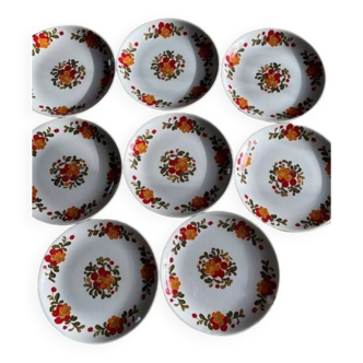 Lot de 8 assiettes dessert vintage Moulin des Loups Orchies modèle Manitoba