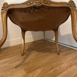 Regency style armchairs in wood and ecru skai