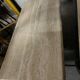 Light beige travertine Italian minimalist coffee table, solid natural stone 1980s