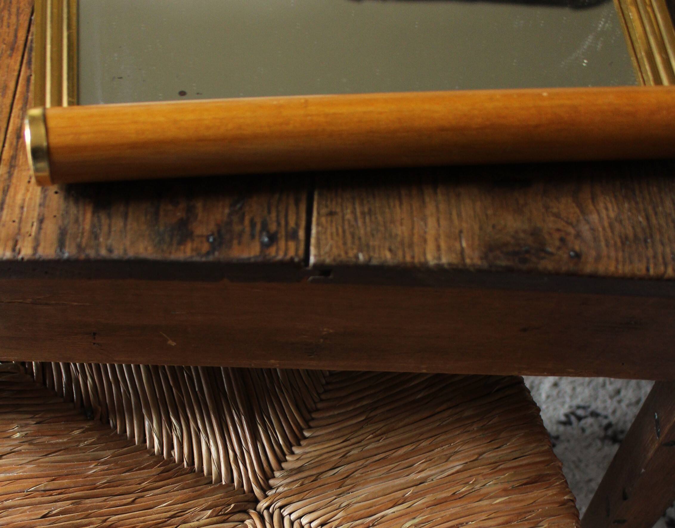 Large rectangular wooden mirror tray with vintage gilding