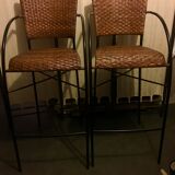 2 tabourets de bar en osier