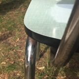 Table and 4 green water formica chairs 60's