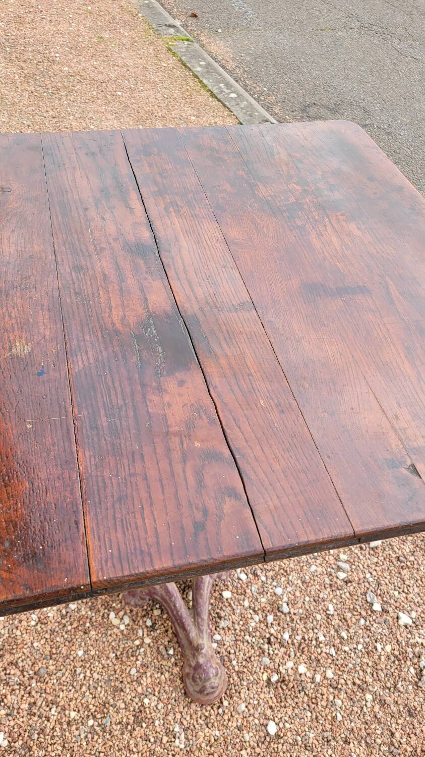 Antique cast iron bistro restaurant pedestal table - 1900s