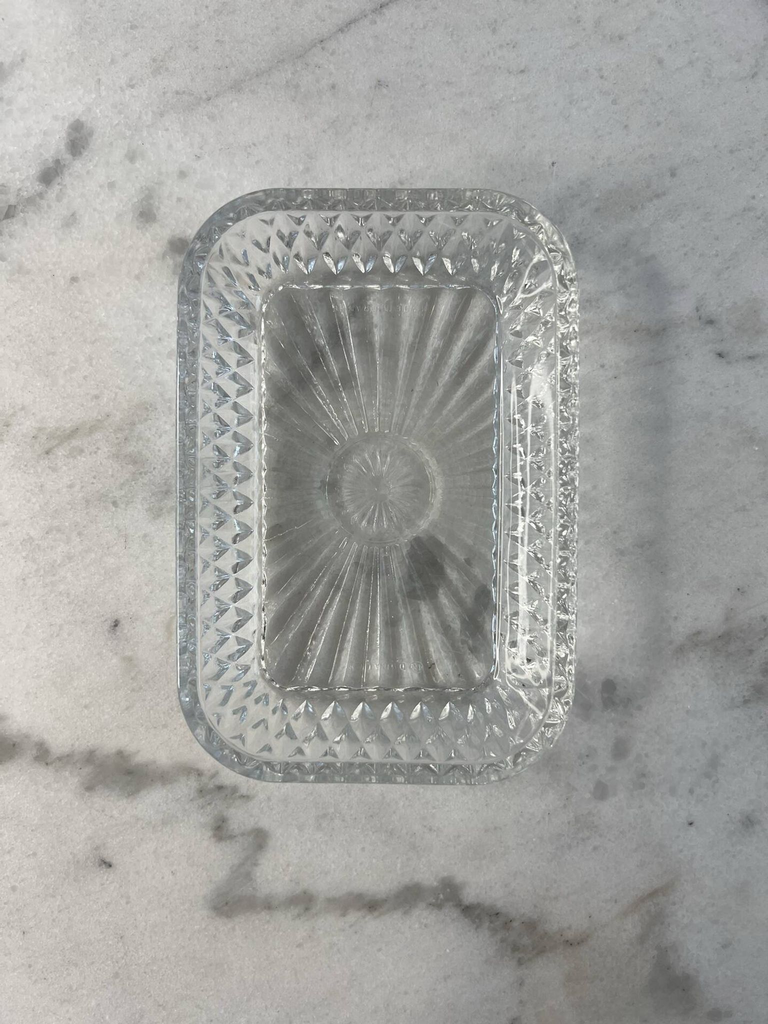 Rectangular cut glass dish 14.5x9.5cm