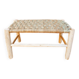 Solid wood and natural wicker bench, rattan bench, wooden bench, bench