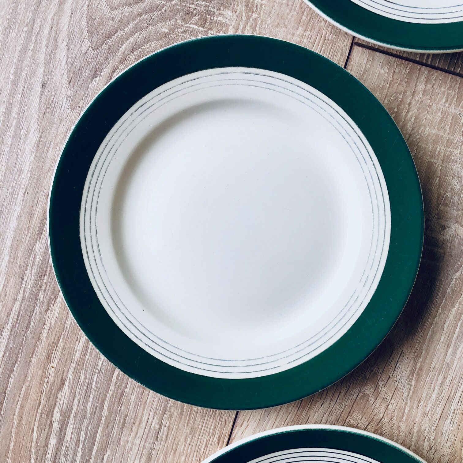 Digoin Sarreguemines green and white dessert service