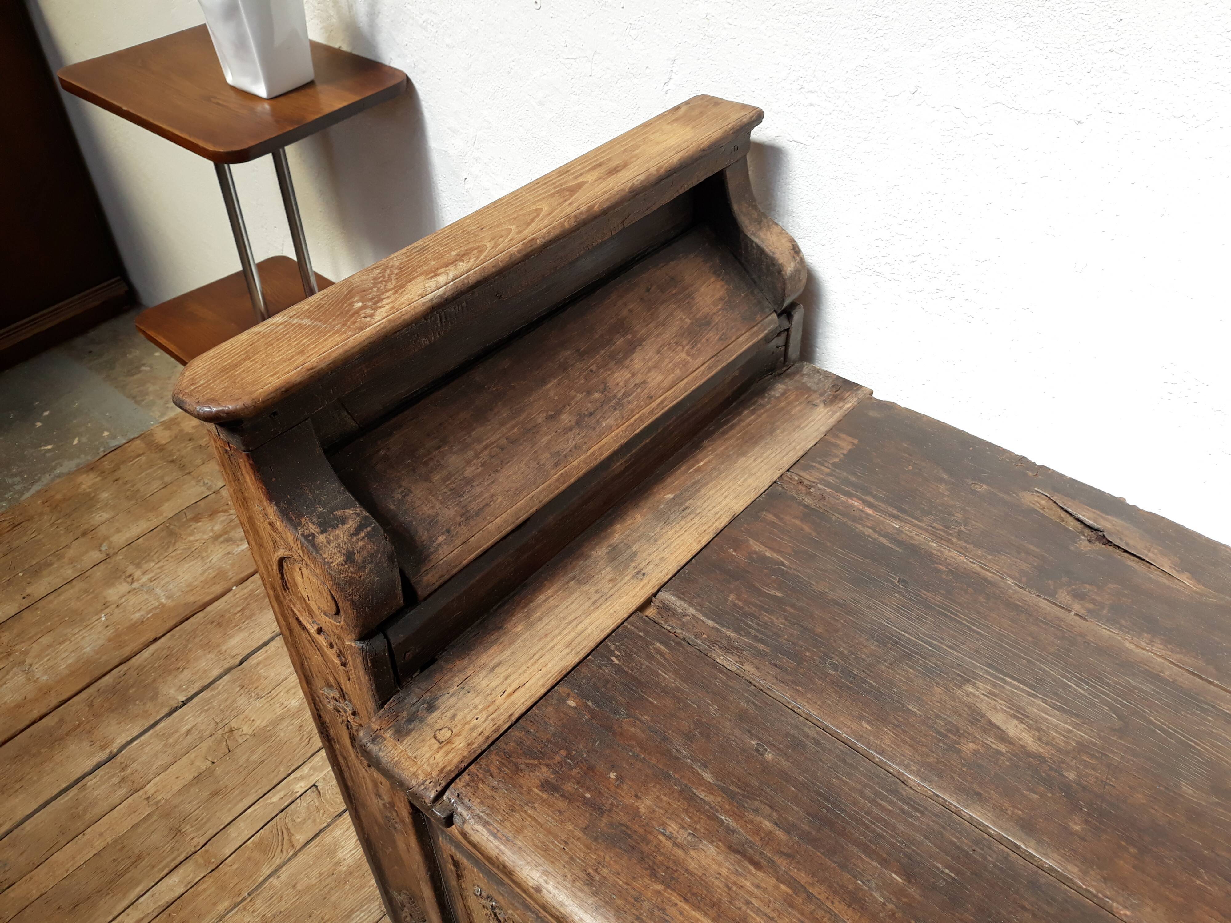 Church bench wooden chest 18th