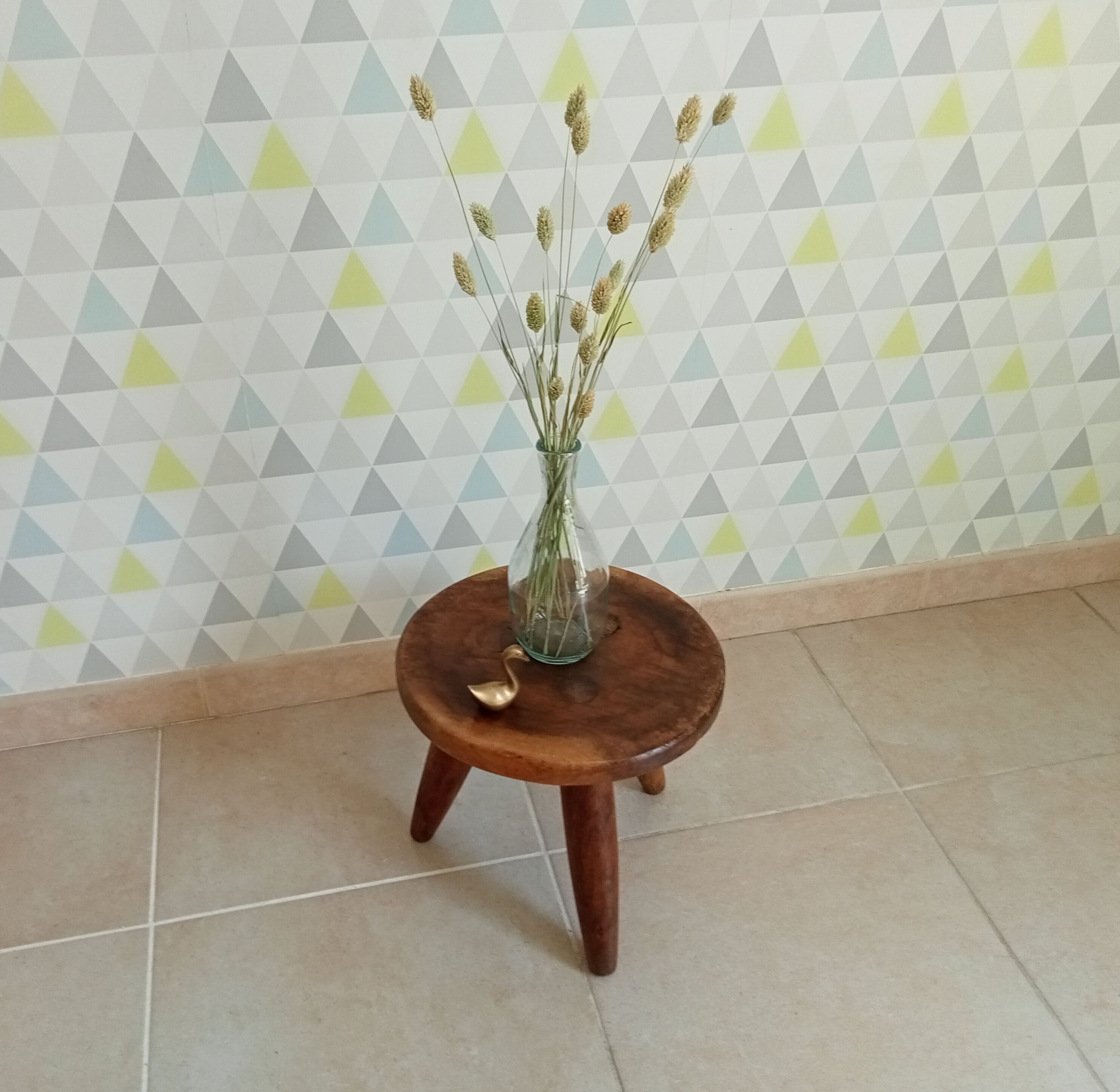 Antique walnut milking stool