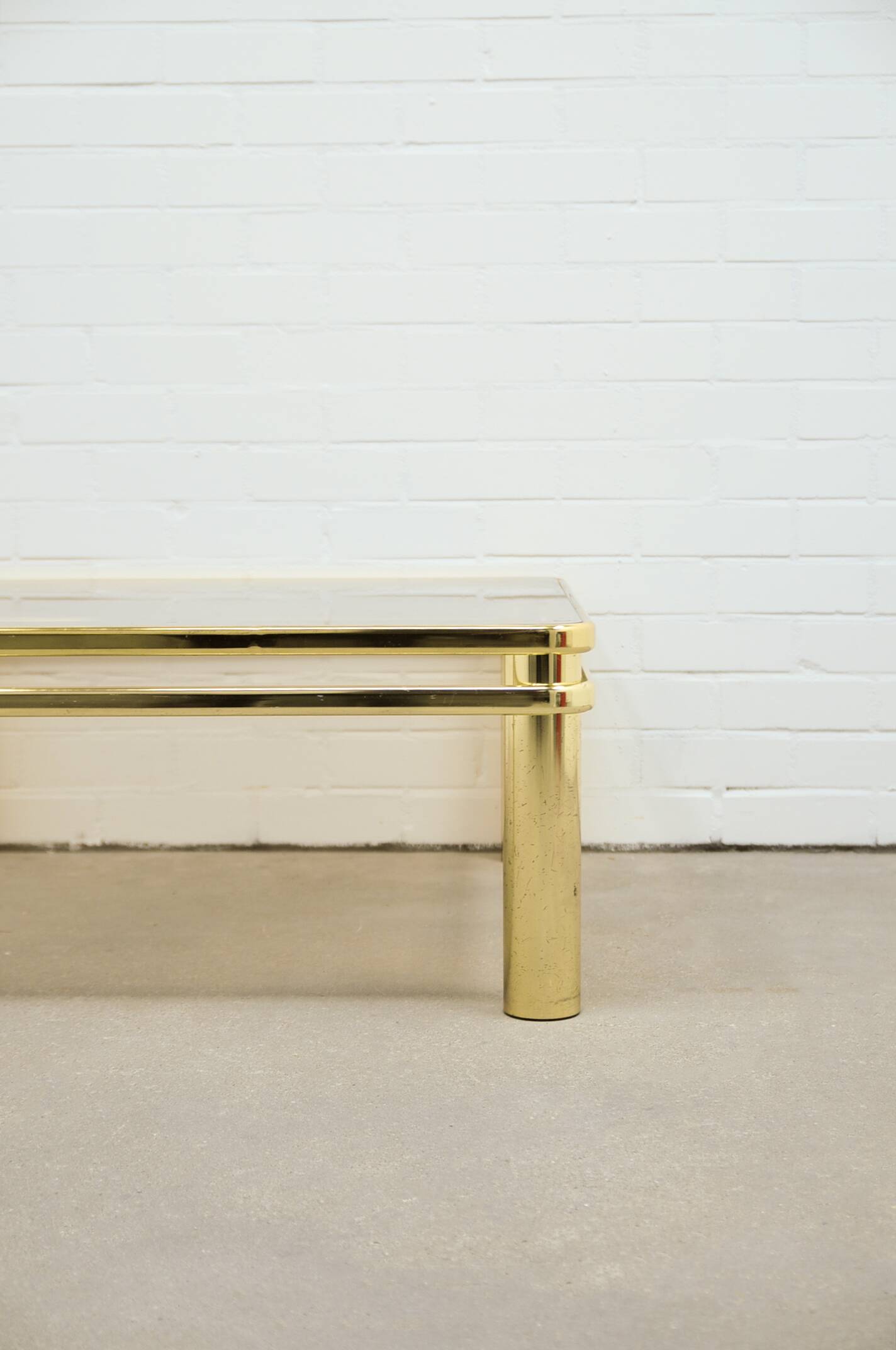 vintage brass coffee table smoked glass