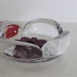 Daum Coppelia series bowl / pocket emptier, crystal and pink glass paste