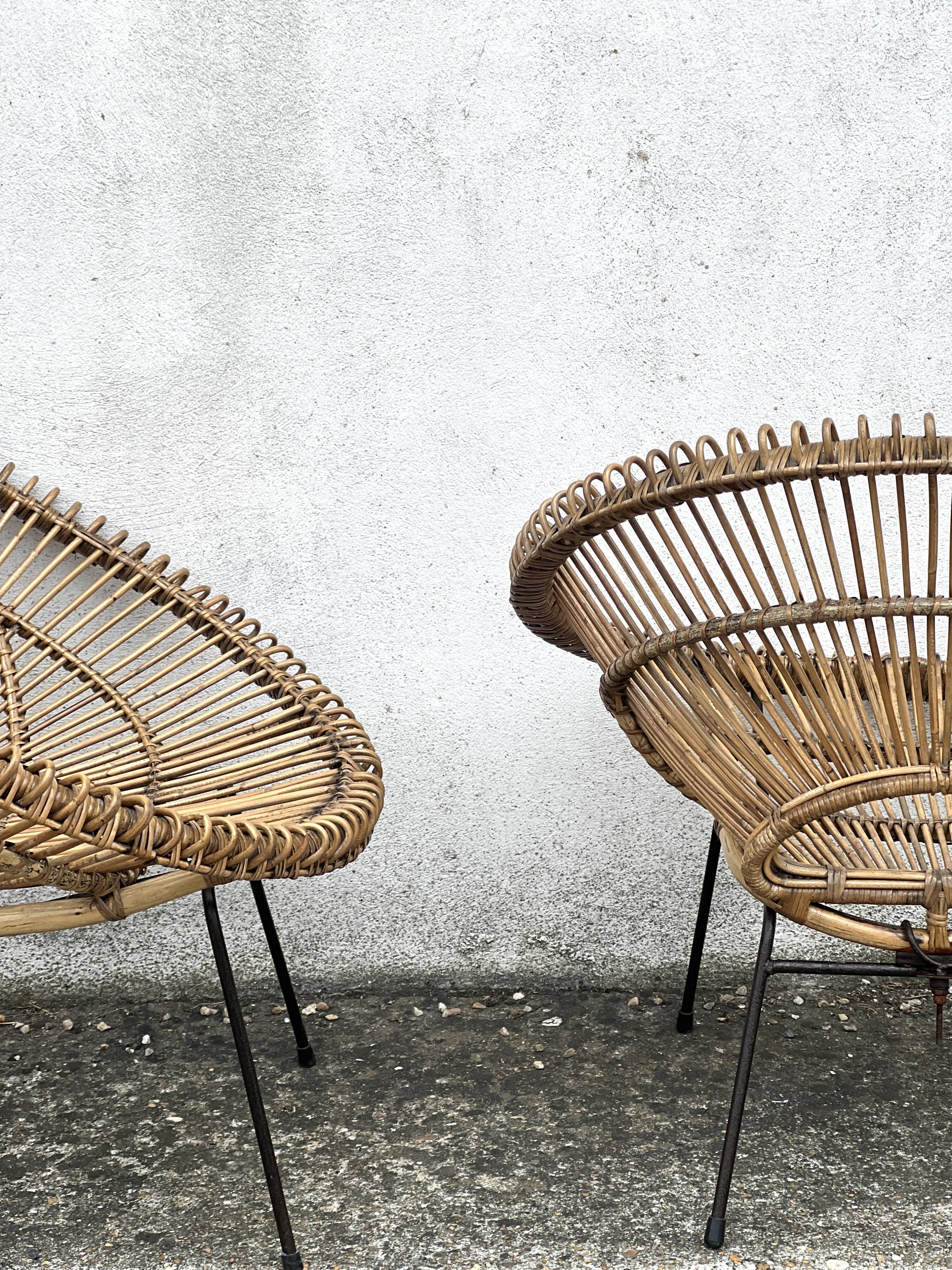 Pair of rattan armchairs