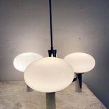 Space age glass and chrome chandelier, Italian design 1970