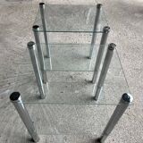 2 vintage 1980 rectangular sofa ends 2 translucent trays round tube