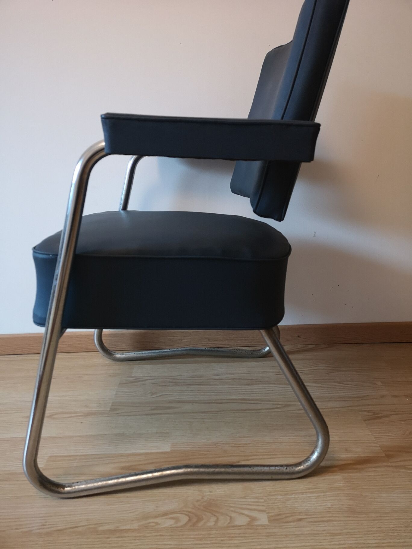 Industrial PULLMAN chair 60 sad vintage blue