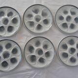 6 Plates oysters mills wolves 430112 shade of gray faience L1