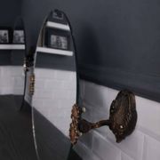 2 round mirrors made of copper alloy, 1940s-1950s