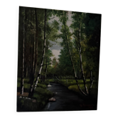 Oil on canvas woodland and stream - Realistic landscape