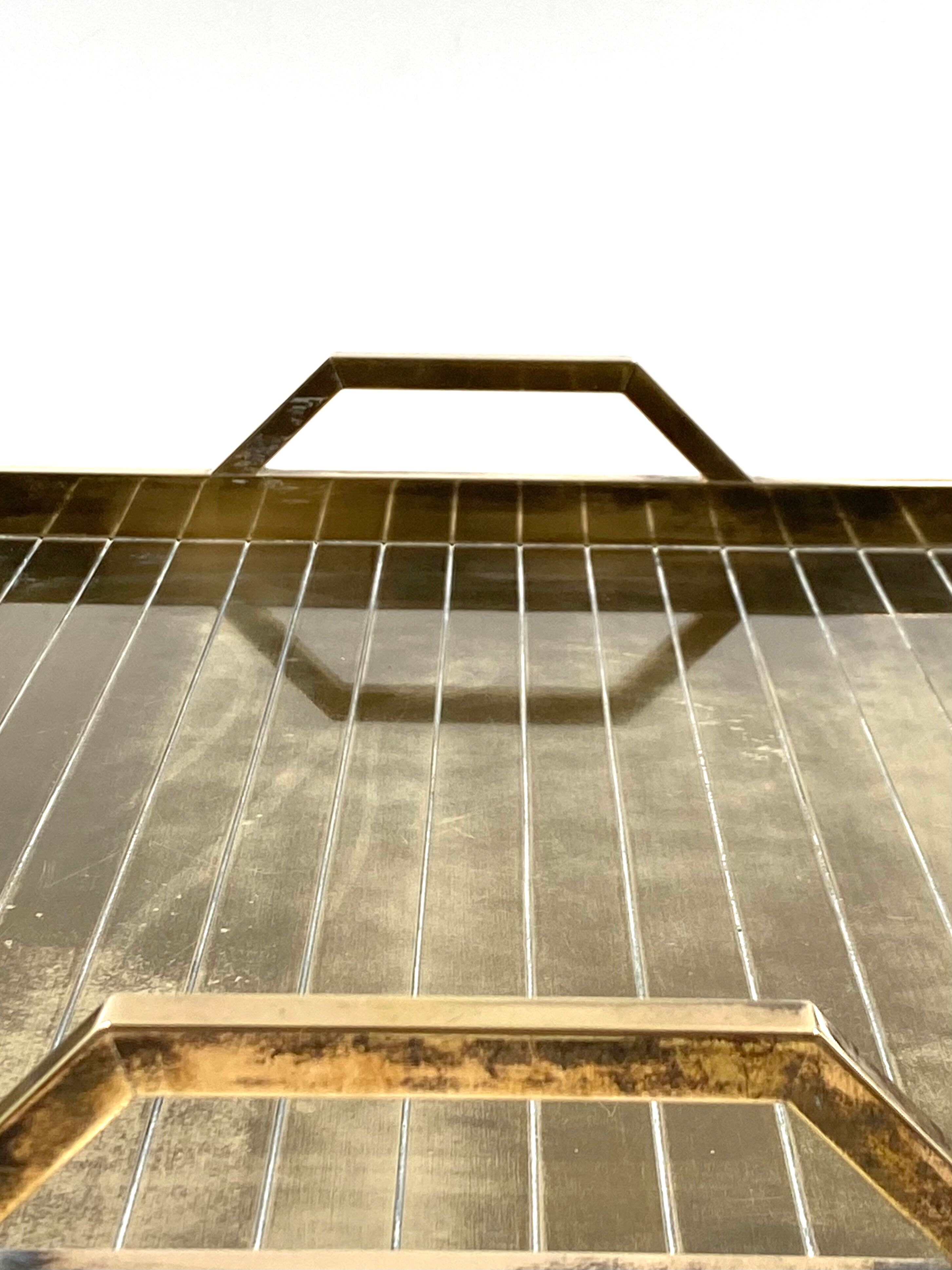 Hollywood regency brass tray, Italy 1970s