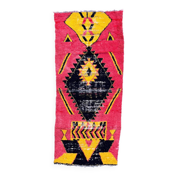 Tapis Marocain Boujad rose - 107 x 267 cm