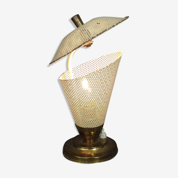 Table lamp metal openwork reflector adjustable vintage 50s