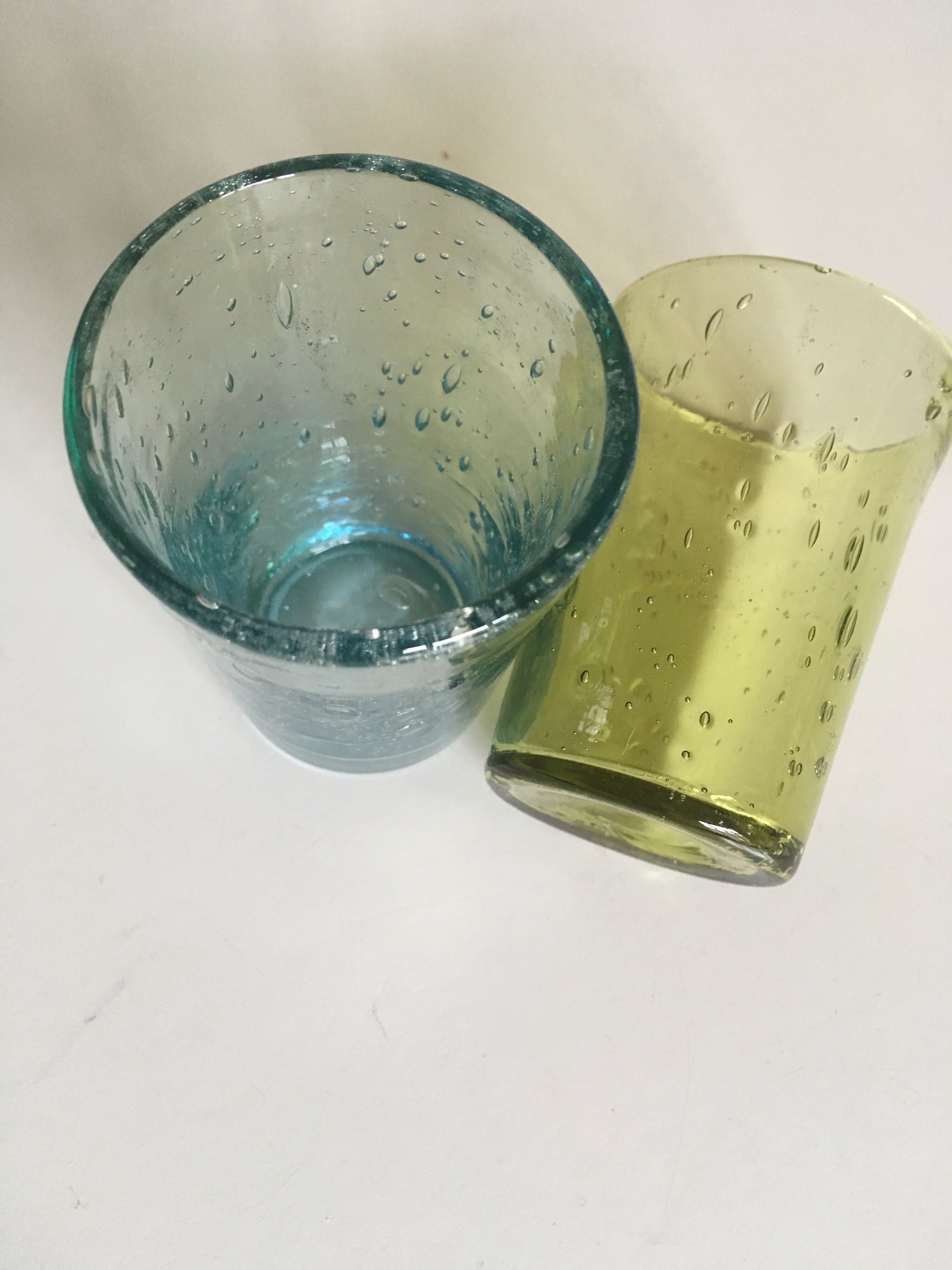 Pair bubble Biot glass shots