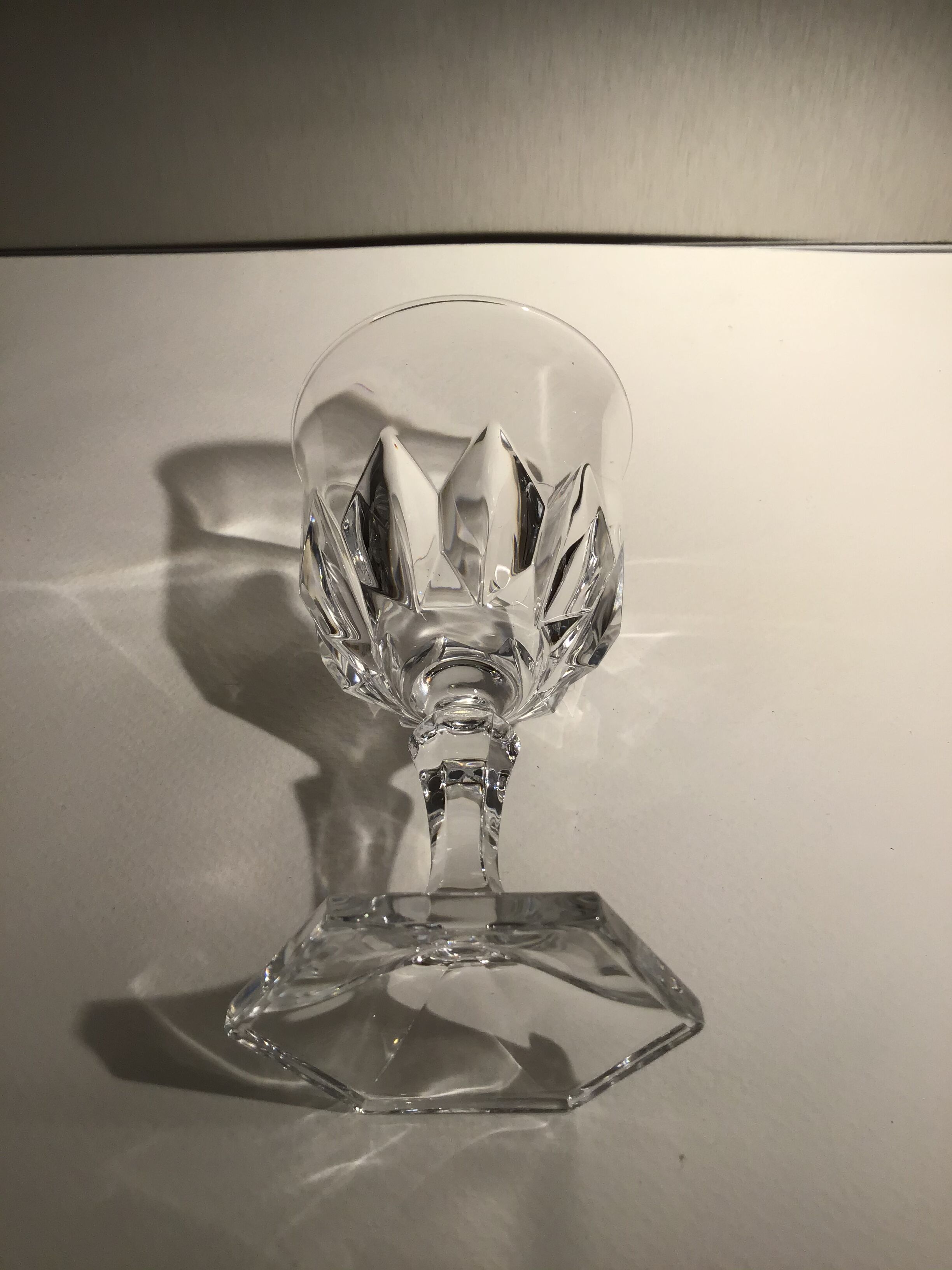 Lot of 6 crystal digestive glasses cut to octagonal feet early 20th century