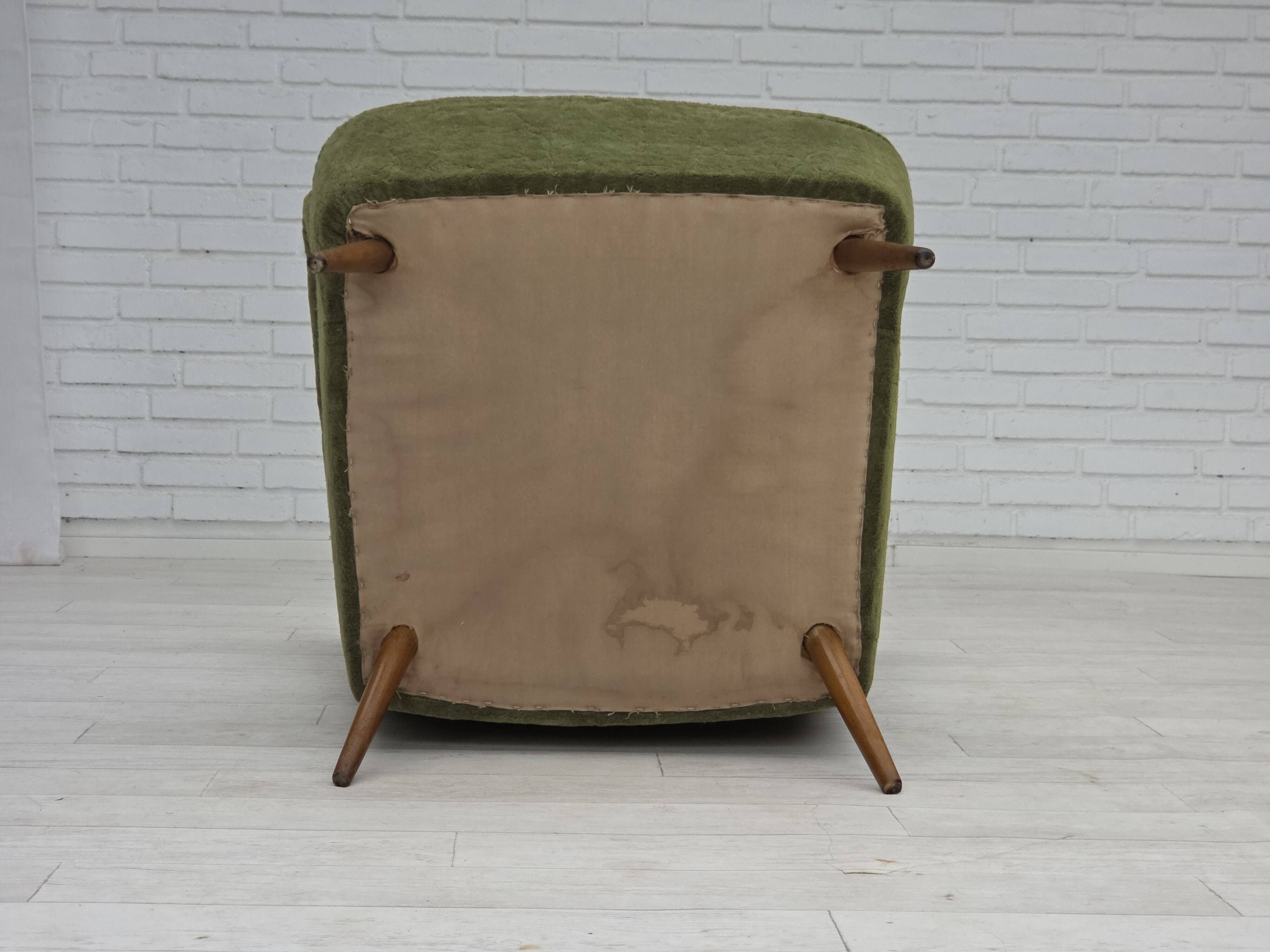 1960s, Scandinavian design, highback armchair, furniture velour.