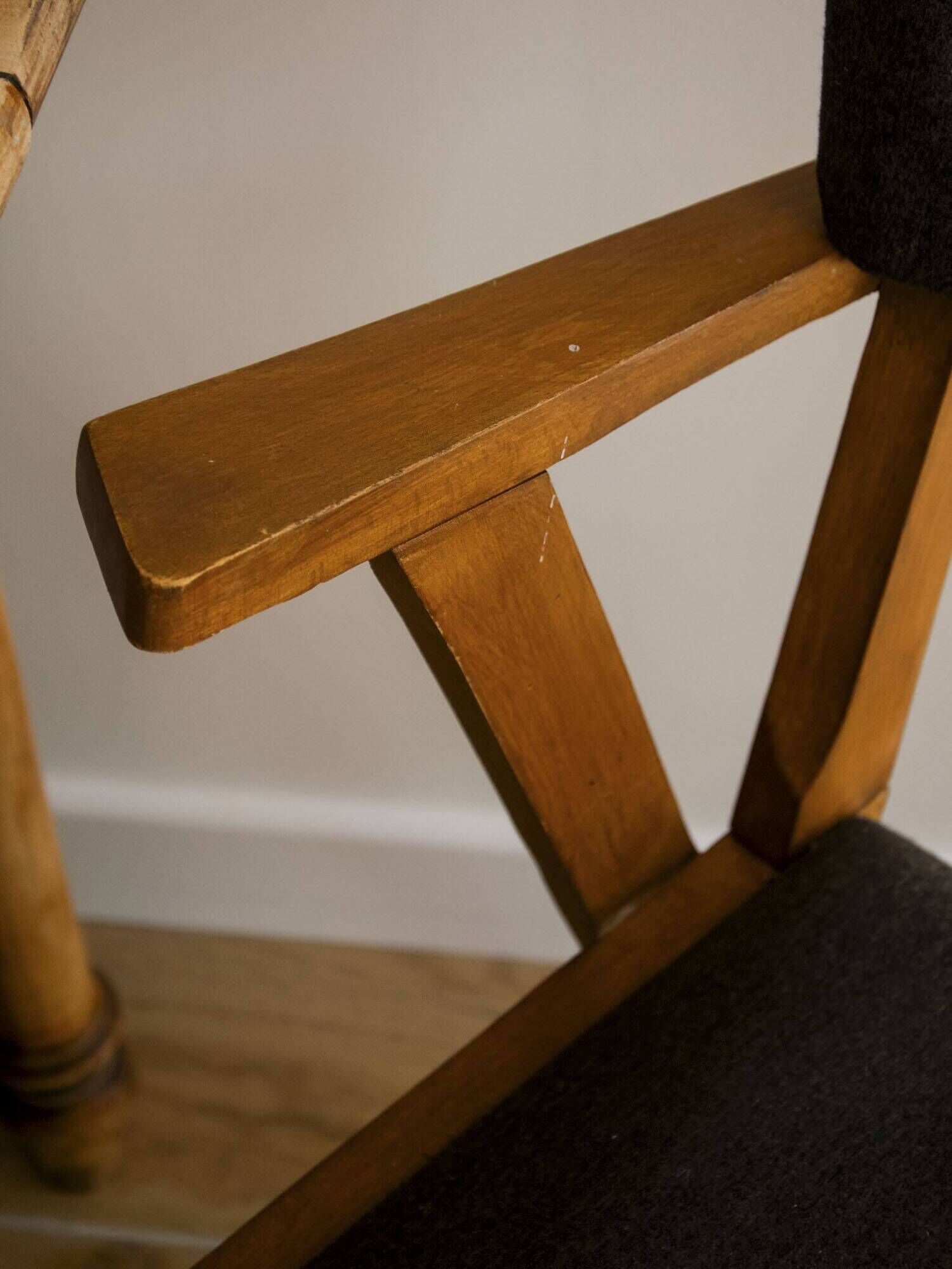 Pair of grey wooden Scandinavian chairs