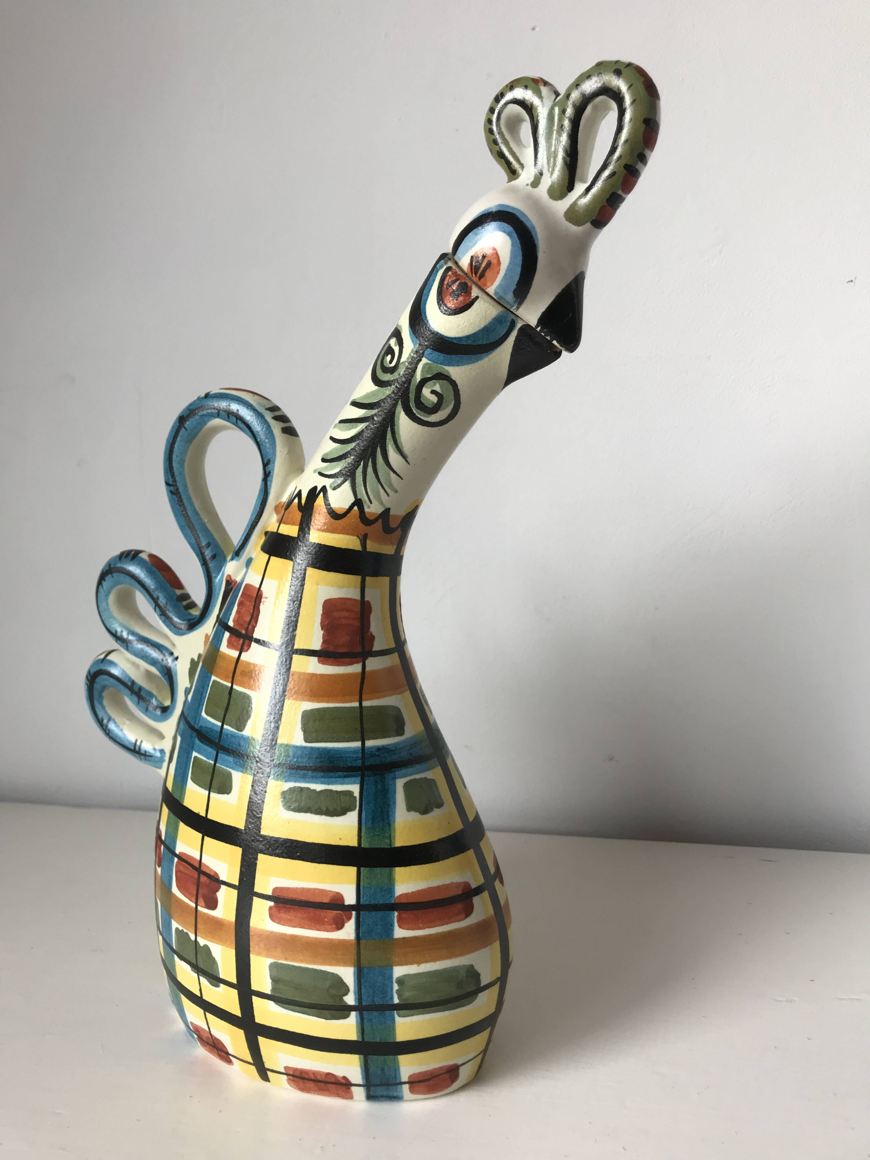 Zoomorphic ceramic bottle, Kéraluc, Georges Allier, 1950s