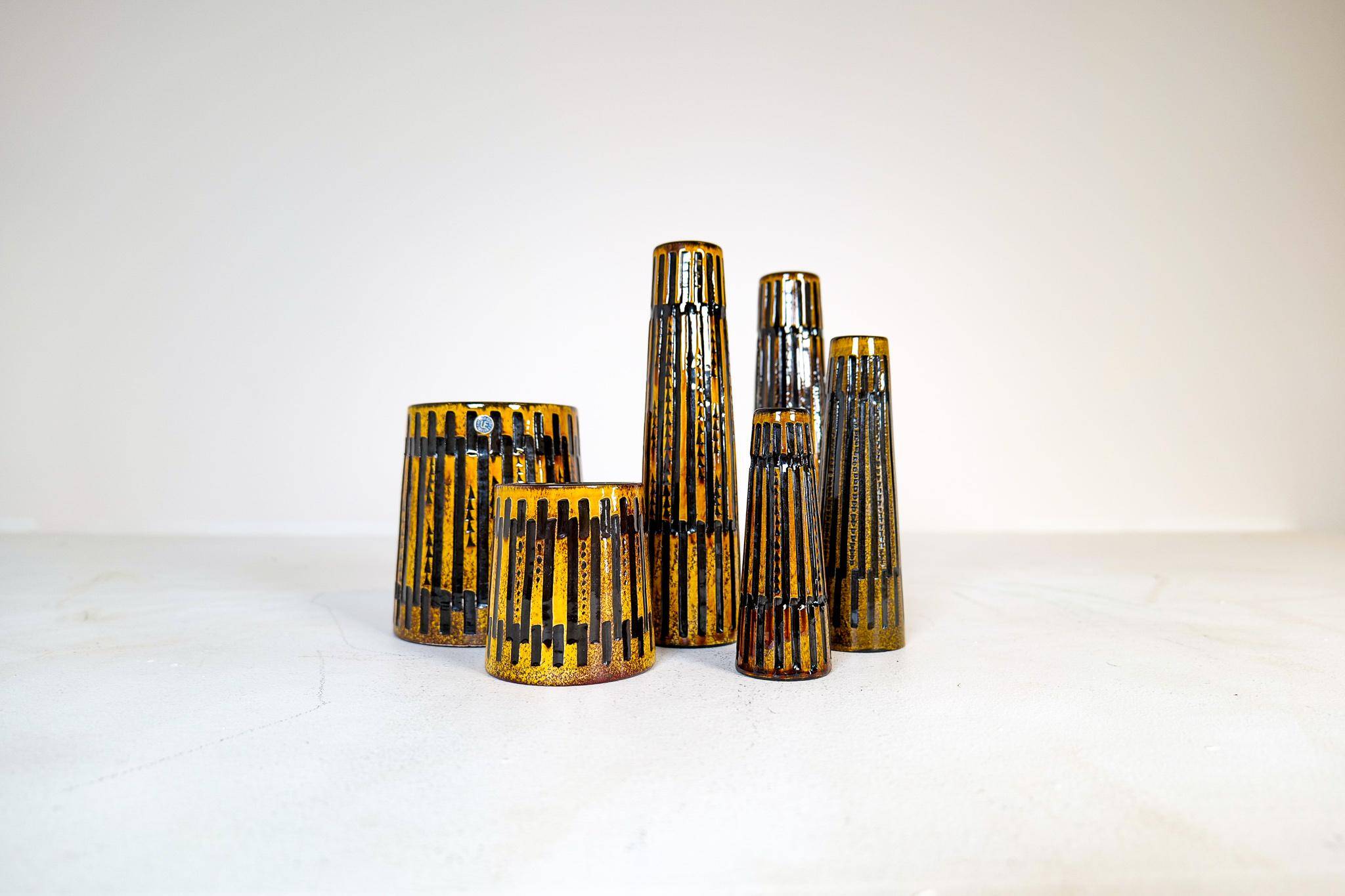 Collection of 6 Ceramic Vases and a Upsala Ekeby Nevada Tray 1962