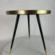 Rotating round table, aged mirror top and brass details, handmade, size S.