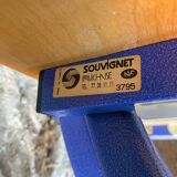 Pair of Chairs SOUVIGNET Model ELODIE Metal Blue & Wood Made in France