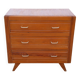 Commode vintage des années 50 en pin, pieds compas, 3 tiroirs