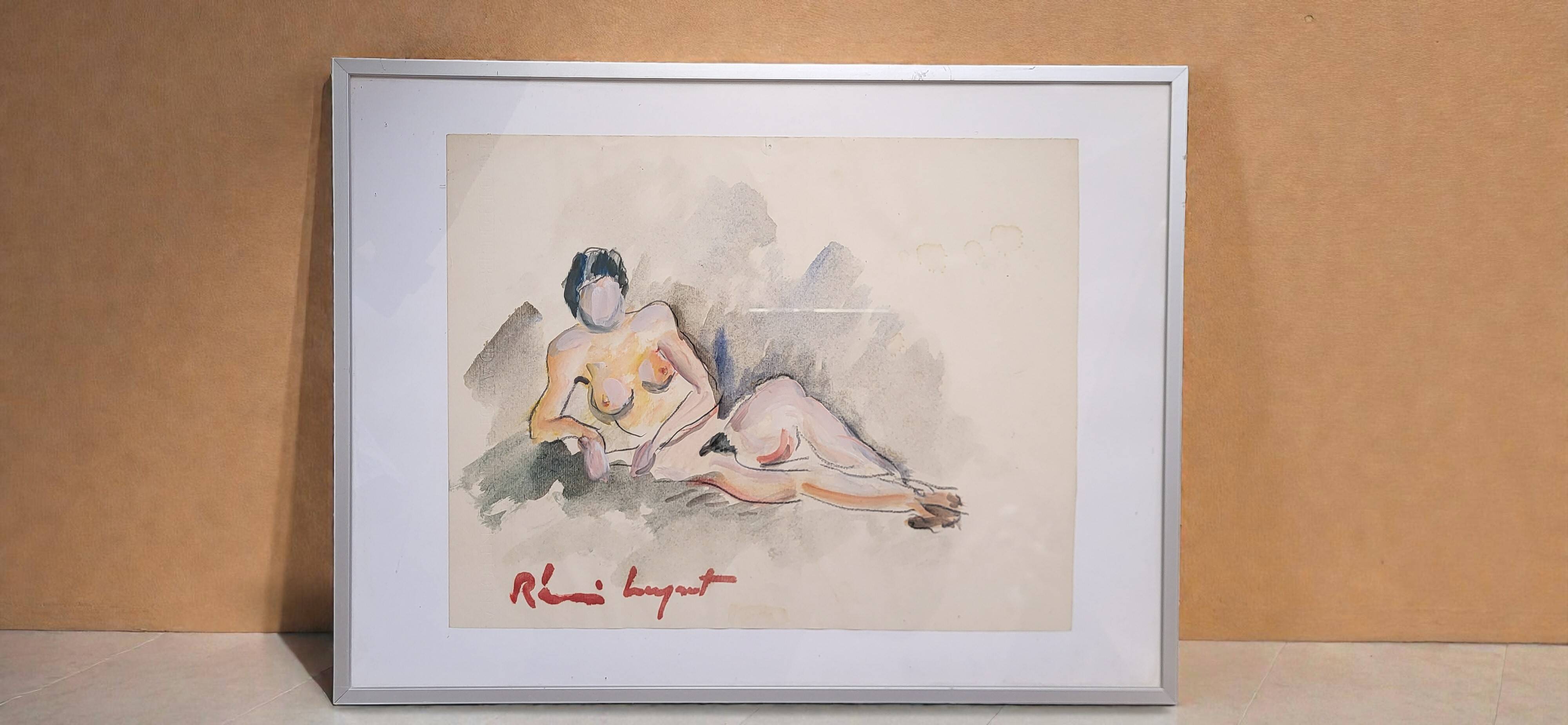 Watercolor "Nude Woman" by Rémi Leyrat