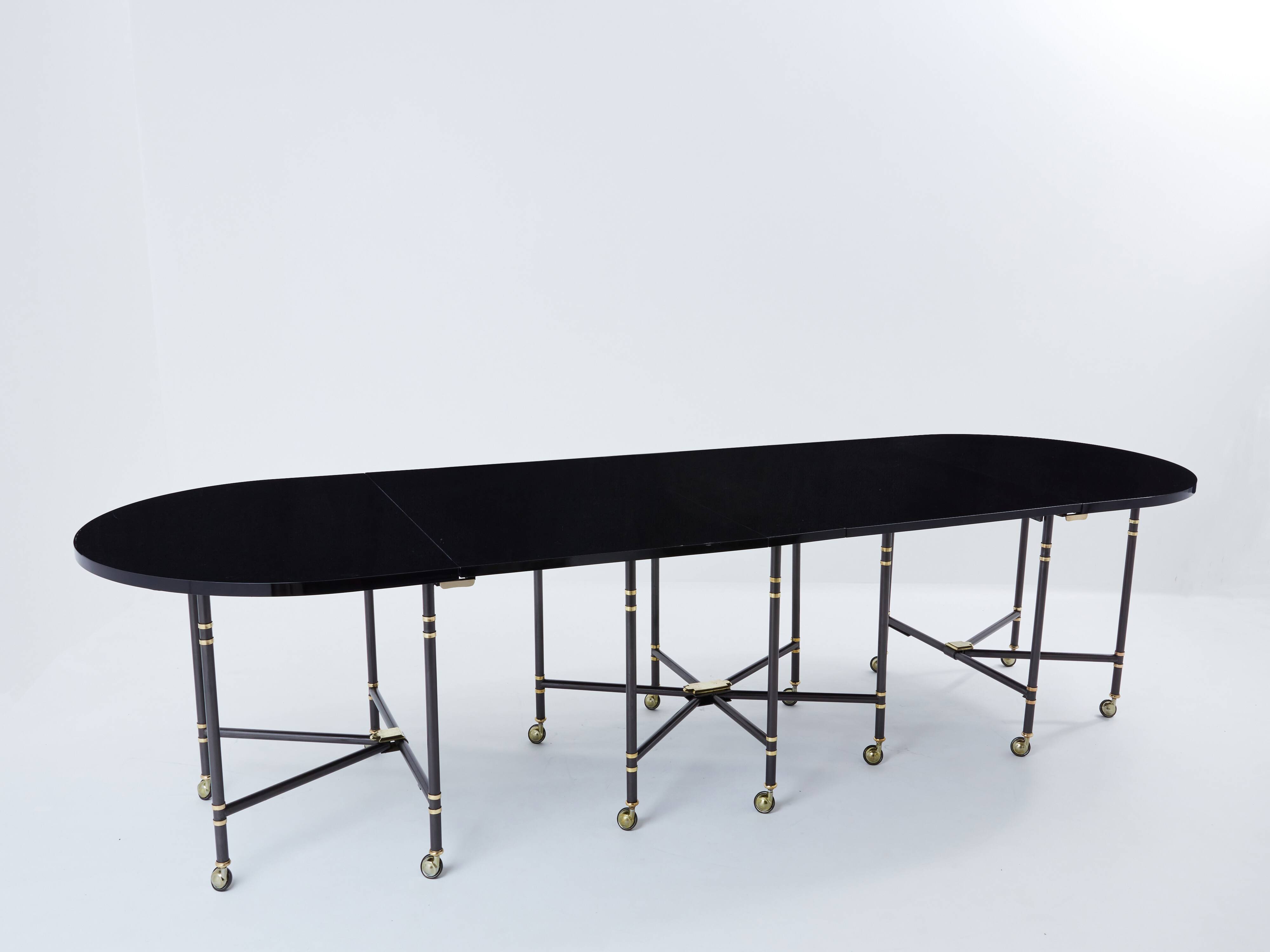Maison Jansen Royal extendable black lacquer dining table 1960