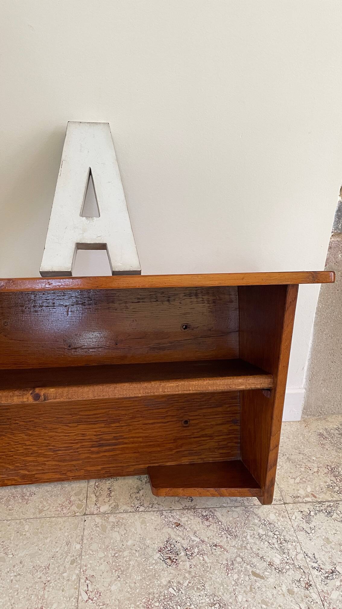 Geometric Wall Shelf Solid Oak Vintage