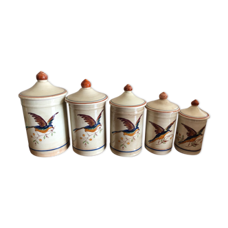 5 Ceramic spice pots from Longchamp France