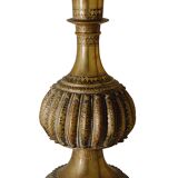 Antique bronze vase with black and red geometric patterns, 13x25cm.